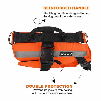 Dog life jacket safety handle