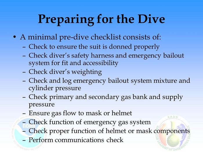 Pre-dive checklist