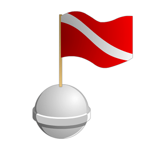 Red flag with white diagonal stripe
