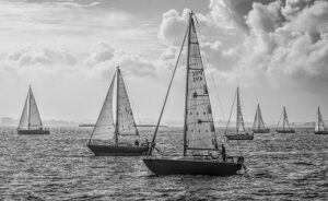 two powerboats are about to cross paths